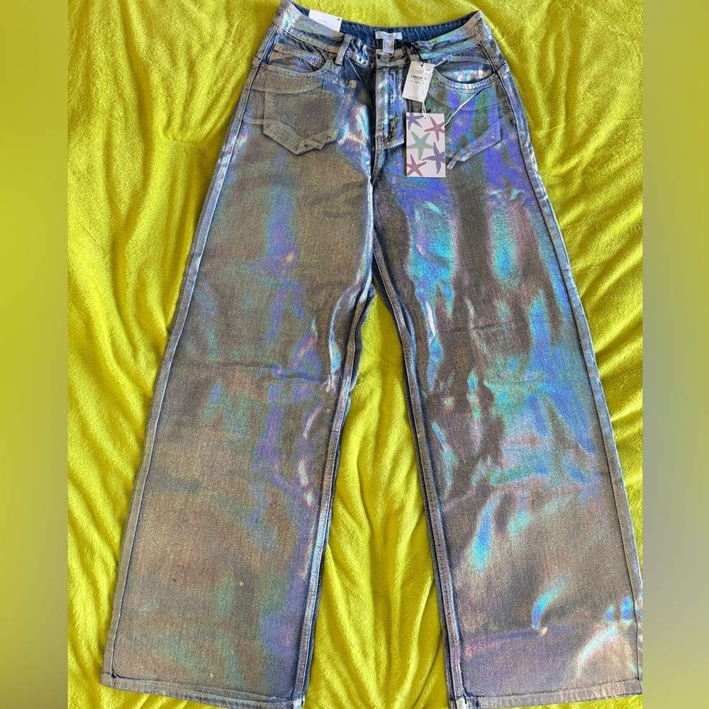 Forever 21 Mermaid Collection Iridescent Denim Pants